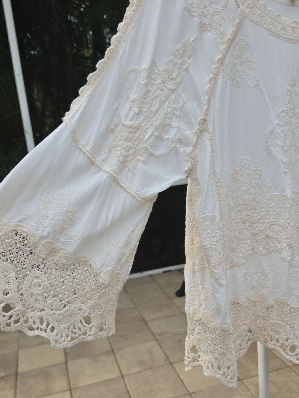 DEMOCRACY Embroidered Crochet-Trim Boho Tunic - Picture 3 of 7